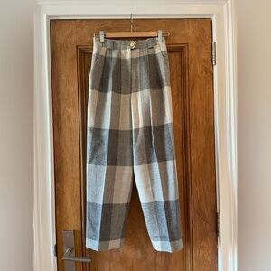 Valentino Sport: Gray Wool Tweed Pants with Gold Buttons